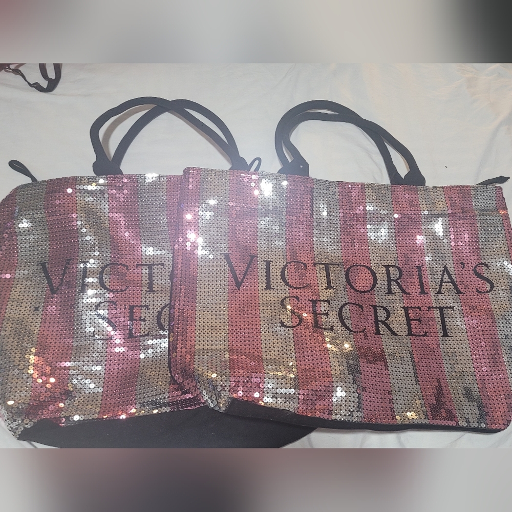 Victoria's Secret Pink and Silver Sequin Tote